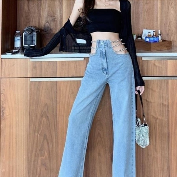 Spicy Girl Wide-leg Denim Jeans Women&