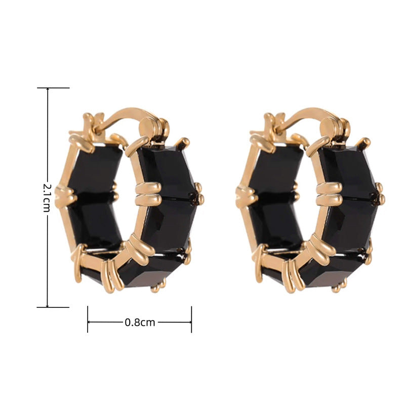 Fashionable All-match Black Crystal Zirconium Ear Ring