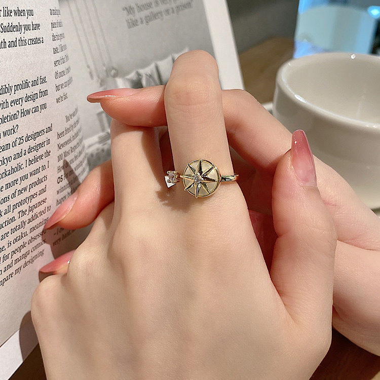 Rotating Mansard Ring Ring Rotatable Double Resin Zircon Ring