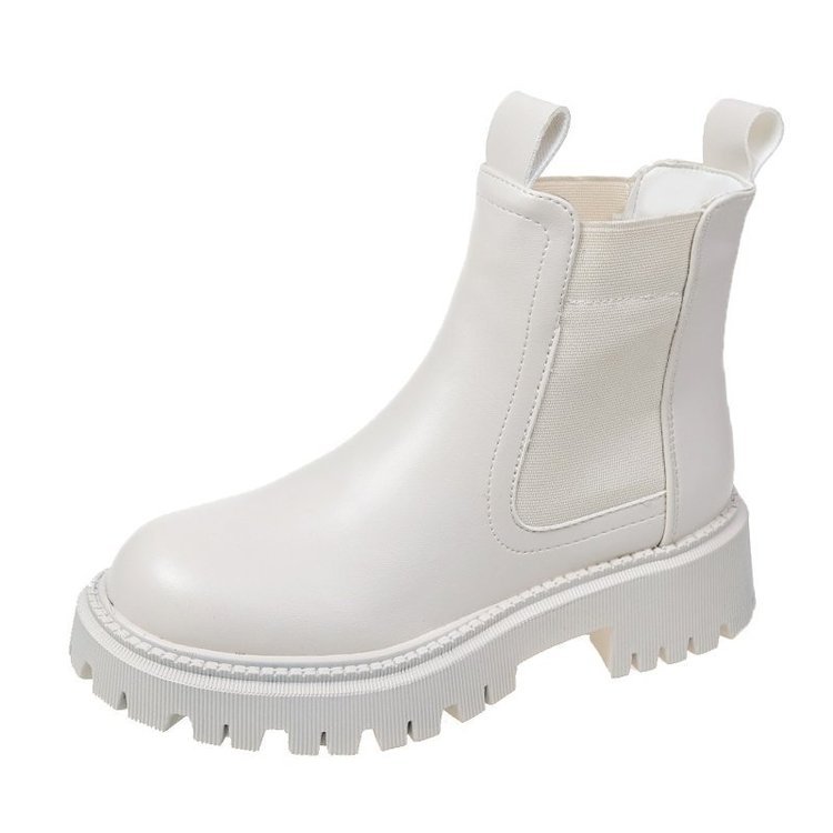 Round Toe Thick-soled Fashion Chimney And Fleece Ankle Boots