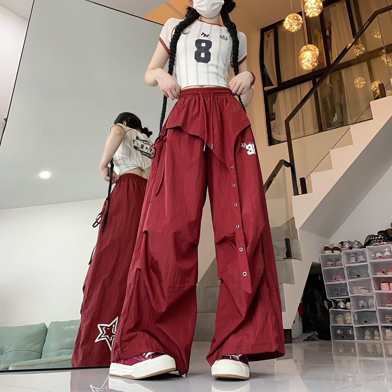 American-style Hip-hop Quick-dry Wide-leg Pants Women&
