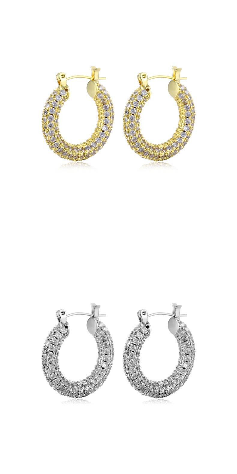 Personality Circle Rhinestone Earrings Micro Inlaid Zircon Ear Ring