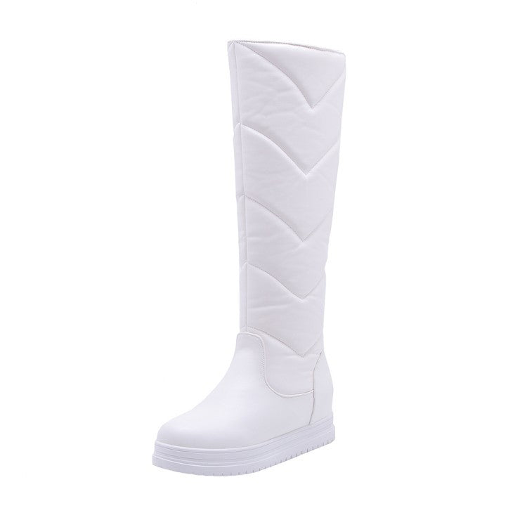 Solid Color Mid-heel Korean Thick Warm High-top Boots