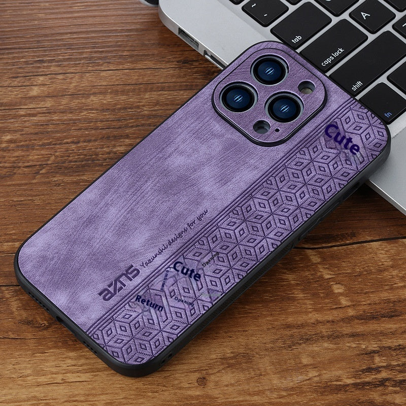 Phone Case New Skin Sensitive Printing Leather Pattern Drop-resistant Business Protective Shell