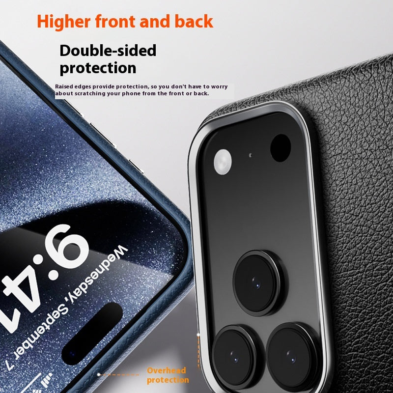 Applicable To Integrated AI Plain Leather Phone Case Built-in Magnetic Suction