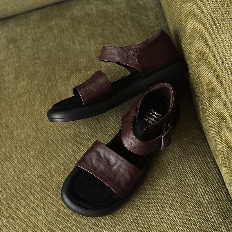 Two Strap Buckle Flat Shoes