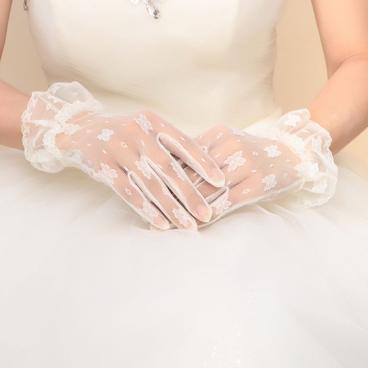 Bride Wedding Gloves Butterfly Embroidered