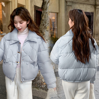 Puff Loose Casual Rhombus Coat Elegant Cotton-padded Jacket