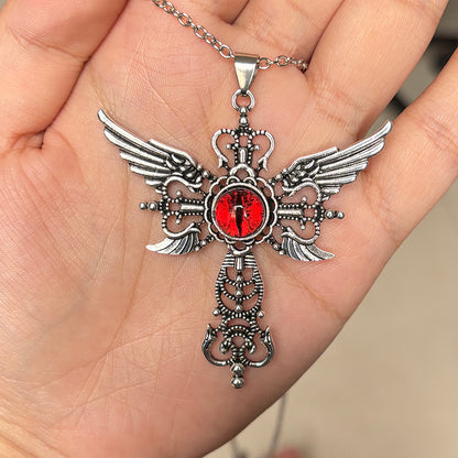 Creative Devil Wings Cross Necklace Necklace