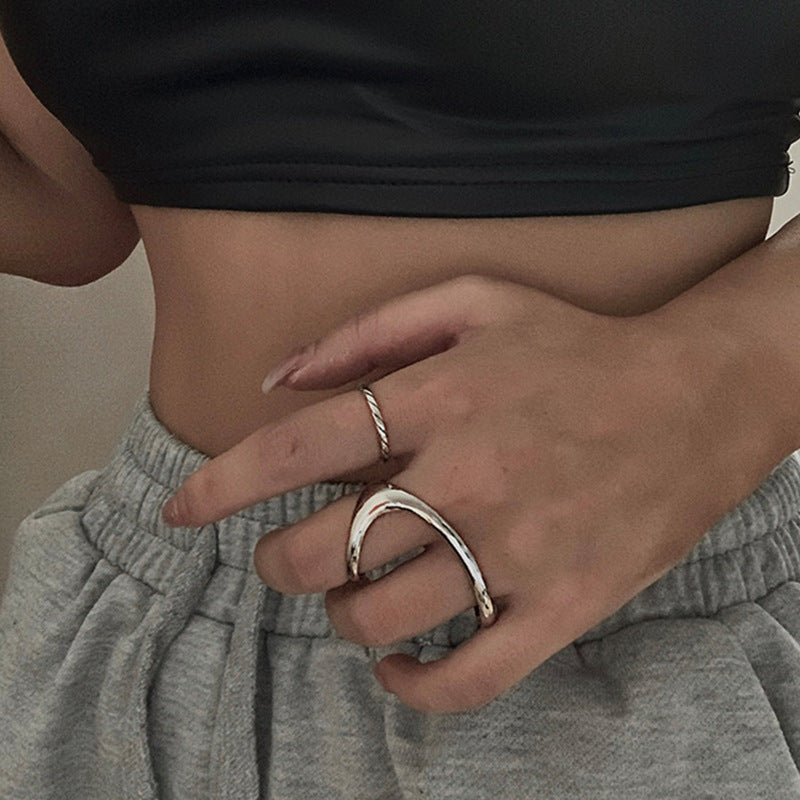 Sterling Silver Ring Geometric Irregular Female Ring