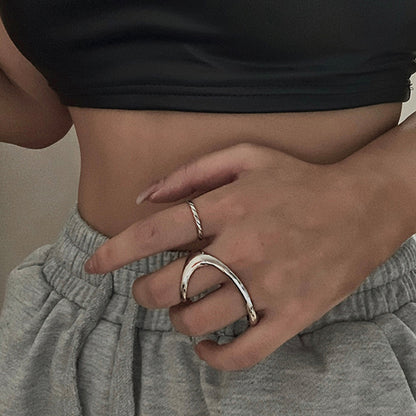 Sterling Silver Ring Geometric Irregular Female Ring