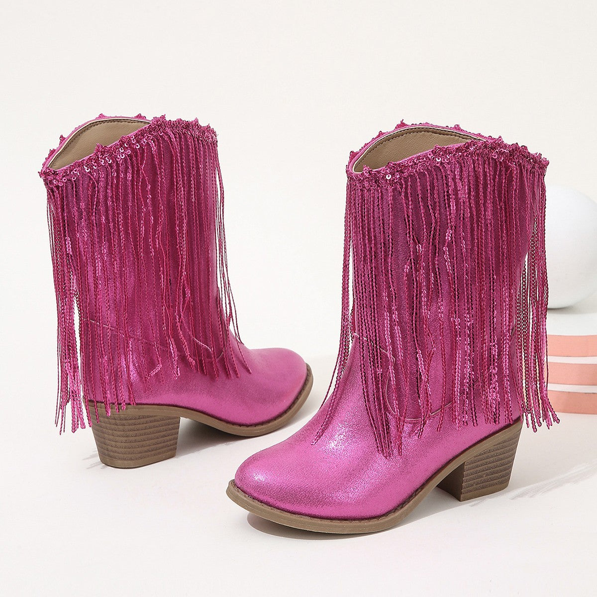 Runway Chic Chunky-heeled Fringed Ankle Boots