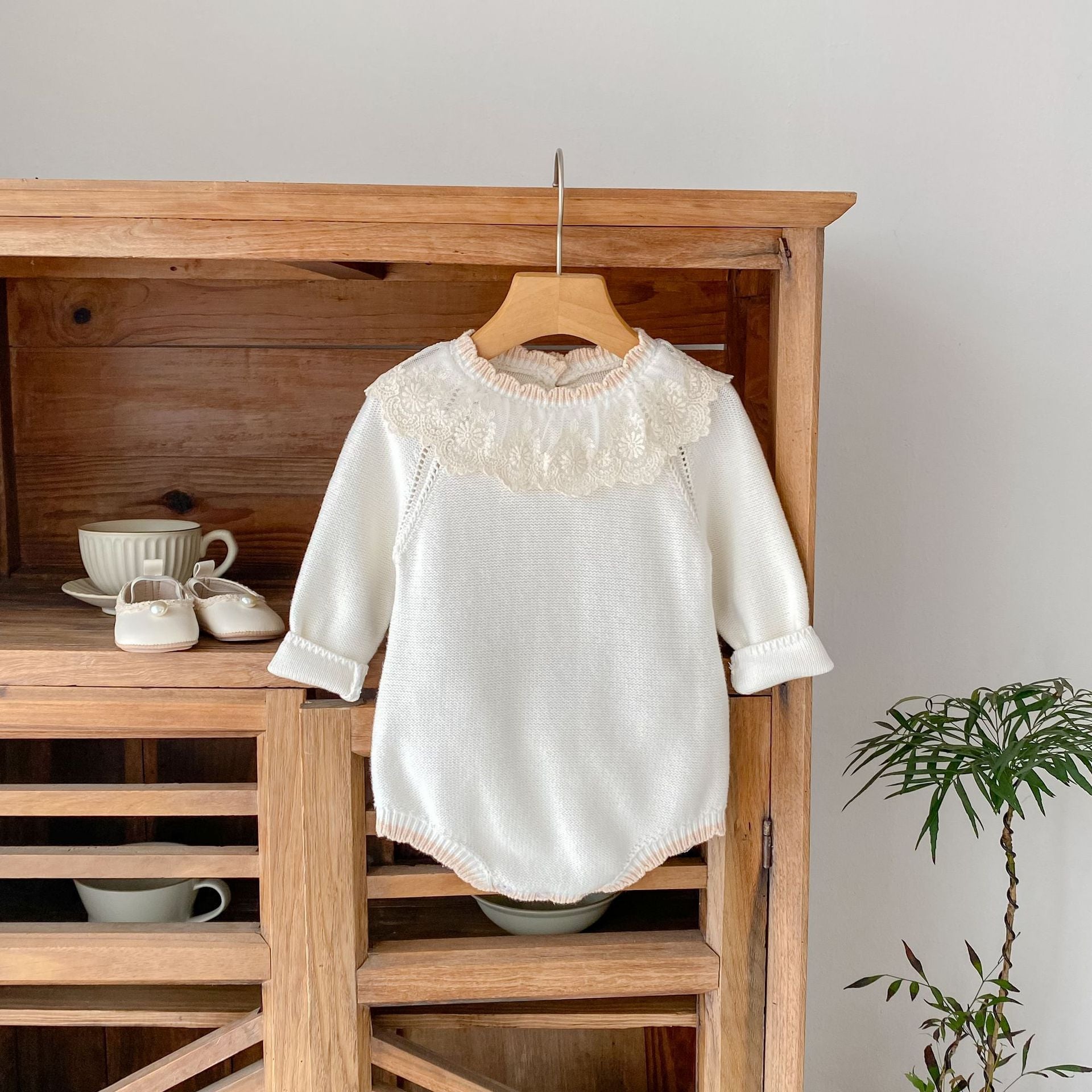 Autumn New Baby Lace Collar Knitted Long Sleeve