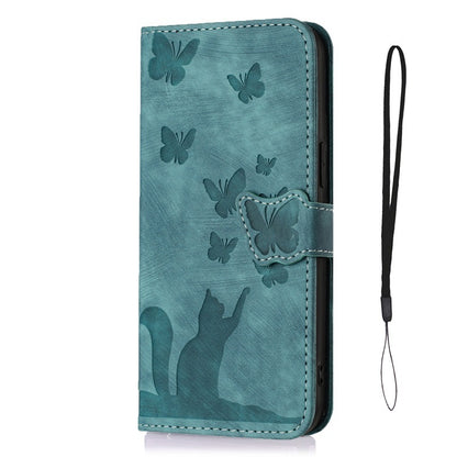 Butterfly Cat Embossed Phone Leather Case