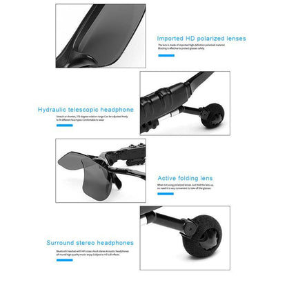 Outdoor Bluetooth 5.0 Smart Sunglasses, Wireless Headphones, Sport, With Microphone, For Smart Phones