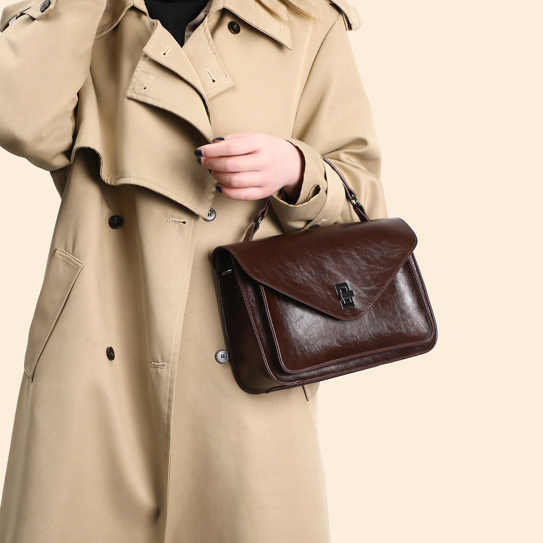 Oil-waxed Leather Vintage Elegant Womens