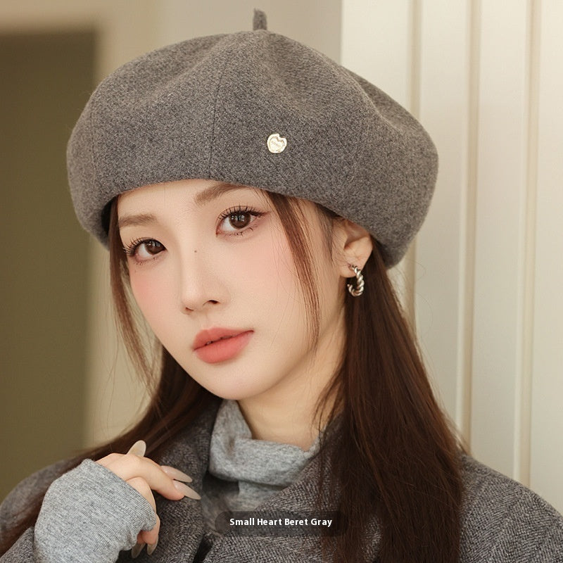 Korean Style Autumn Winter Japanese Simple Face-showing Little Wild Fashion Painter Cap