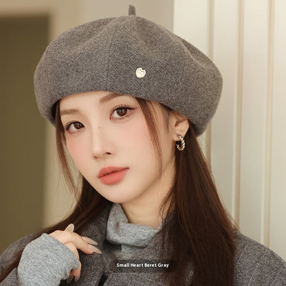 Korean Style Autumn Winter Japanese Simple Face-showing Little Wild Fashion Painter Cap
