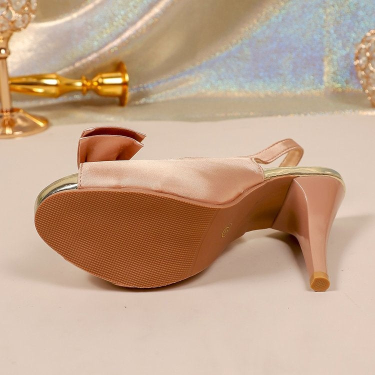 Peep Toe Bow Stiletto Ultra High Heel Sandals Women