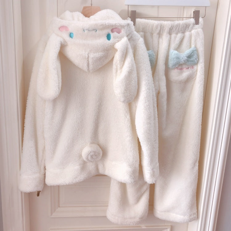 Winter Hooded Warm Home Wear Flannel Ladies nightgown