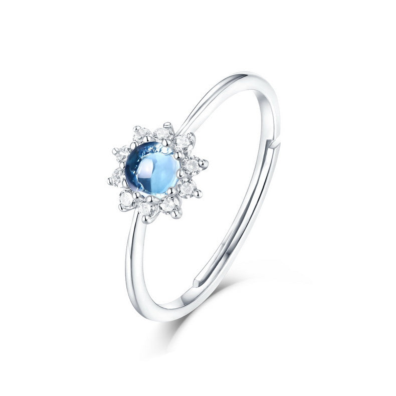 Blue Topaz Sunflower  Ring