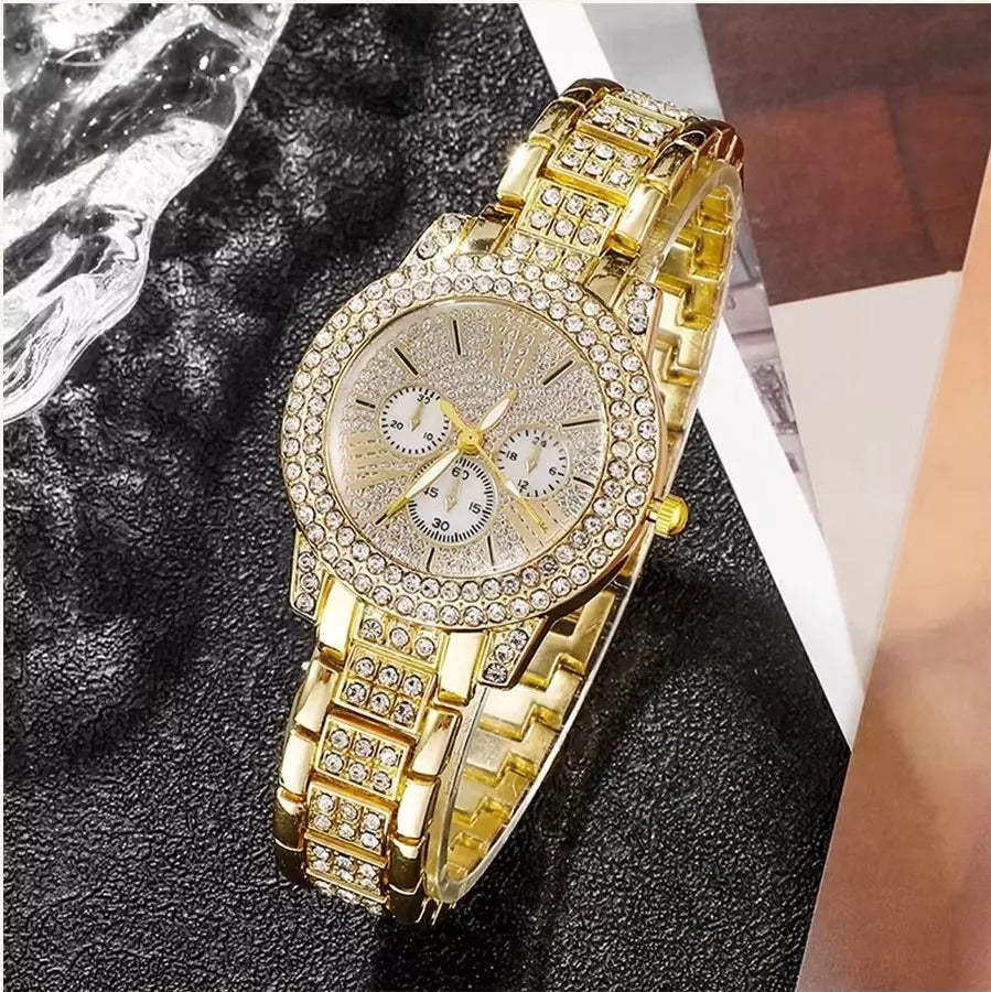 Full Diamond Bracelet Watch Suit Women&