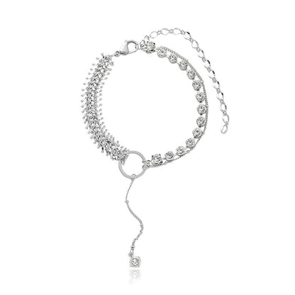 Metal Wheat Ear Zircon Ball Tassel Ring Clavicle Chain