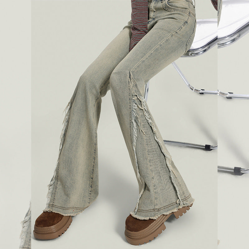 Retro High-Waist Flared Denim Jeans For Women