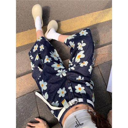 Summer Loose-fitting Figure-flattering Mid-length Wide-leg Pants