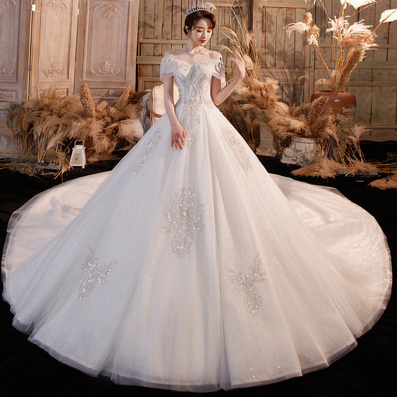 Heavy One-shoulder Bridal Temperament Forest Super Fairy Dream Starry Sky Skirt