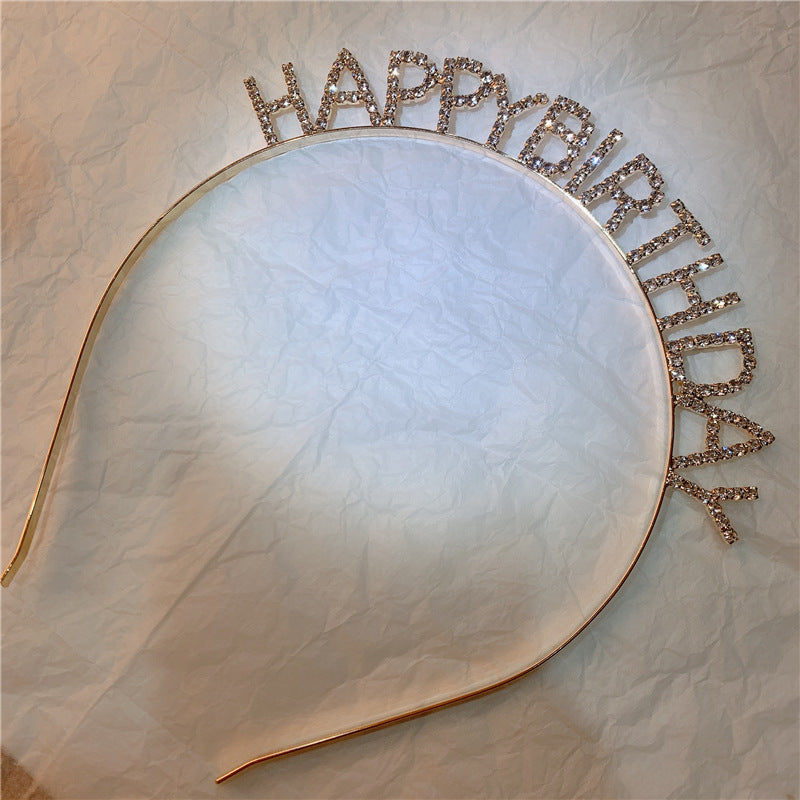HappyBirtHday Flash Diamond Letter Headband Adult Funny Party Party Hair Accessories Women