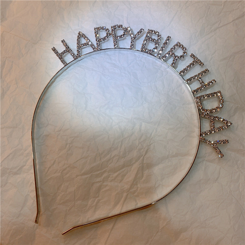 HappyBirtHday Flash Diamond Letter Headband Adult Funny Party Party Hair Accessories Women