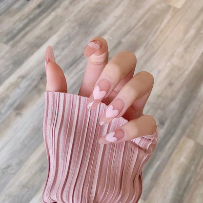 Net Red False Nail Sticking Wearing Nail Finished Nail Piece Love Peach Heart Nail Patch Removable Nail Patch N12