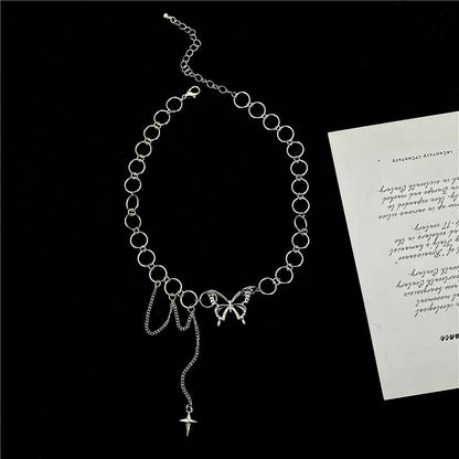 Ladies Butterfly Necklace Pendant Clavicle Chain Necklace