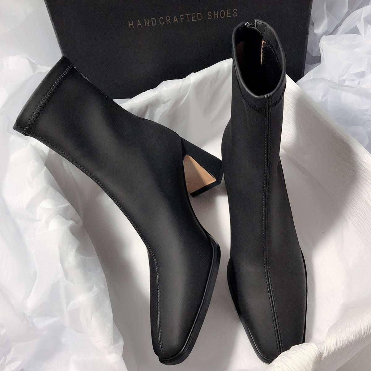 High Heel French Thin Elastic Minimalist Short Boots For Women