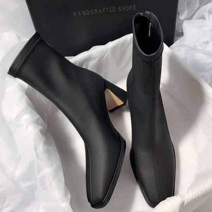 High Heel French Thin Elastic Minimalist Short Boots For Women