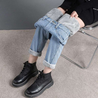 High Waist Elastic Waist Jeans