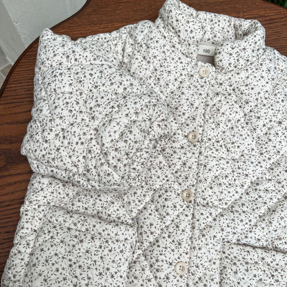Girls Padded Cotton Clothes Fleece Thickened Floral Kids&