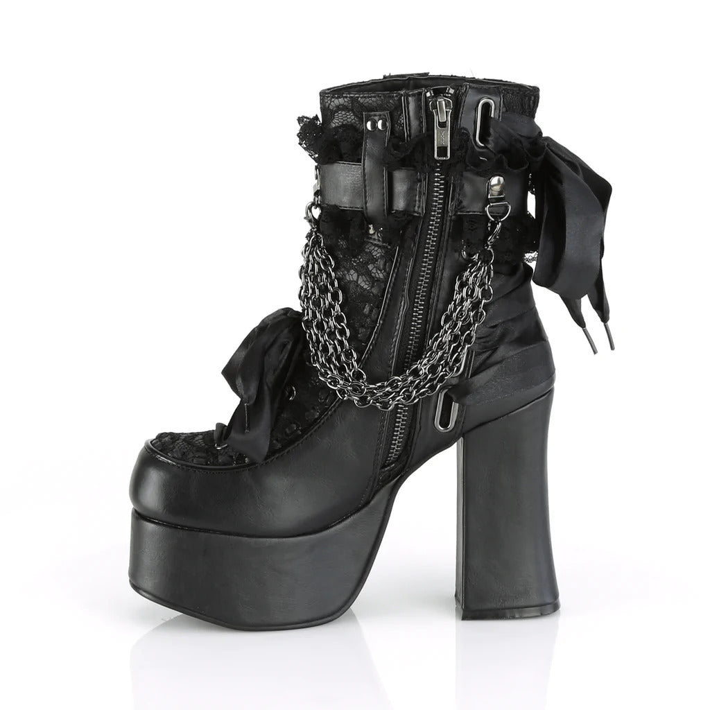 Gothic Retro Chunky Heel Platform Faux Leather Women&