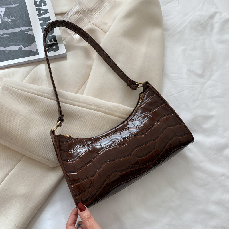 Embossed Underarm Stone Pattern Candy Color Shoulder Bag