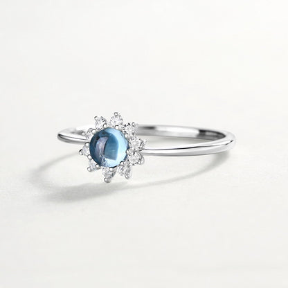 Blue Topaz Sunflower  Ring