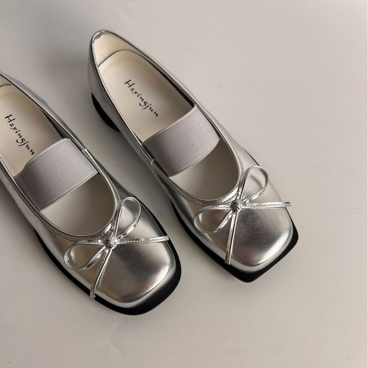 Bow-Knot Genuine Leather Ballet Flats With Thick Soles