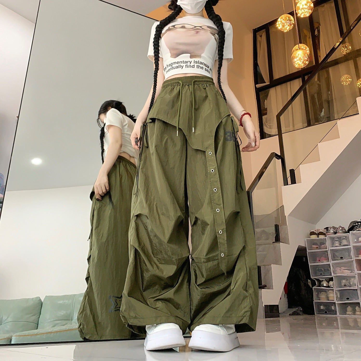 American-style Hip-hop Quick-dry Wide-leg Pants Women&