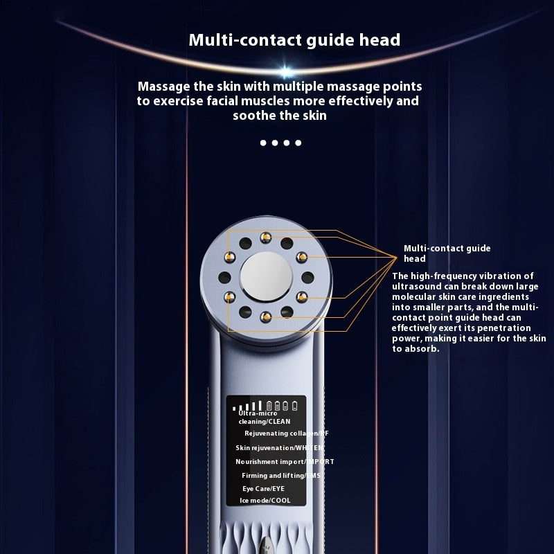 Ice Compress RF Inductive Therapeutical Instrument Color Light EMS Micro Current Facial Massage