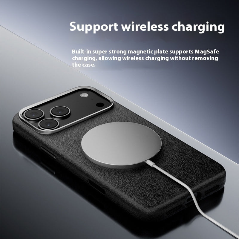 Applicable To Integrated AI Plain Leather Phone Case Built-in Magnetic Suction