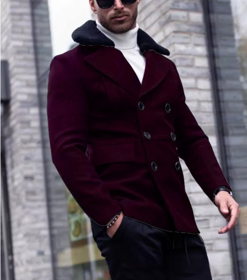 Fur Collar Coat Suit Coat Men&