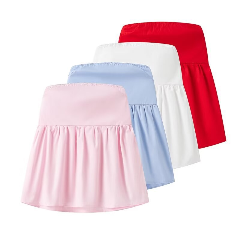 Summer Pure Color Tube-top Cropped Small Top