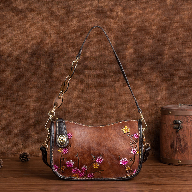 First-Layer Cowhide Fashionable Simple Shoulder Bag