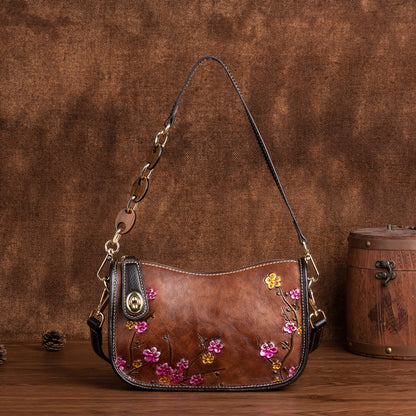 First-Layer Cowhide Fashionable Simple Shoulder Bag