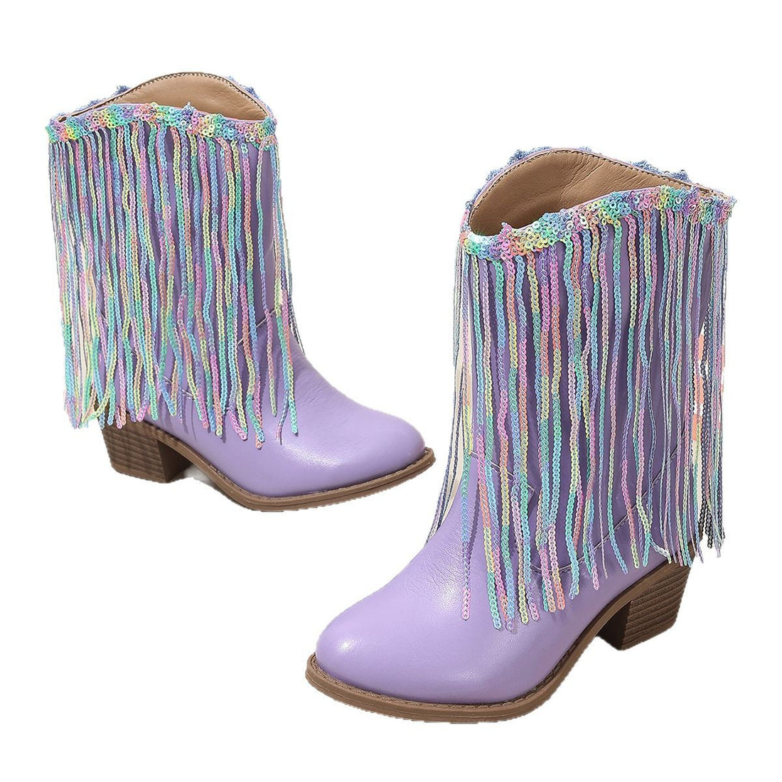 Western-style Runway Chic Chunky-heeled Fringed Ankle Boots